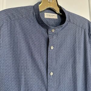 Tintoria Mattei 954 - Band Collar Patterned Button-Down